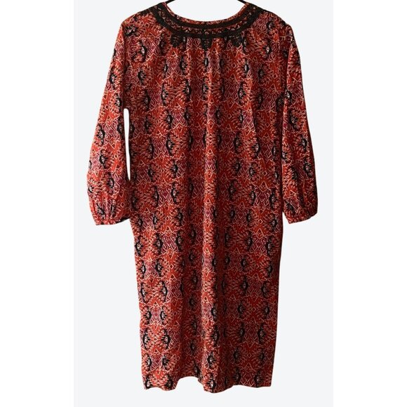 Fragonard Parfumeur T1 Small 3/4 Raglan Sleeve Embroidered Geometric Dress Red - Picture 4 of 7
